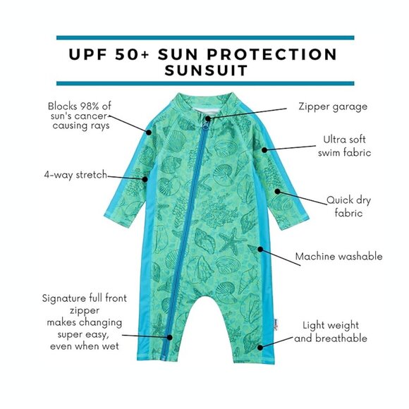 SwimZip Girls' Long-Sleeve UPF 50+ Sunsuit Swimsuit - Picture 3 of 3